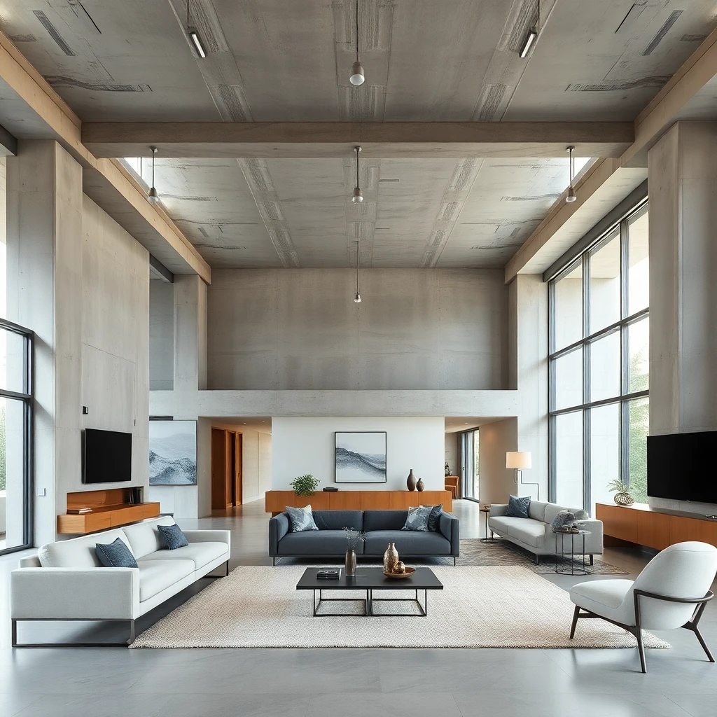 Interior de diseño contemporáneo con doble altura